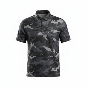 Reebok Men's Camouflage Black Gray Golf Polo Shirt Short Sleeve Size L